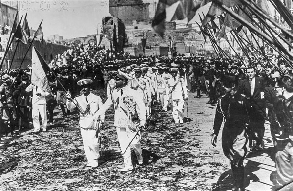 The triumph after the flight across the Atlantic by Italo Balbo to Imperial Rome, 1933