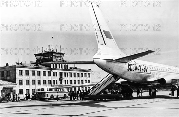 Moscow airport, Soviet Union, 1959