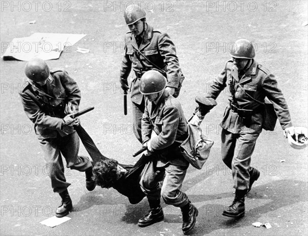 Violent clashes at the University of Rome, 1968