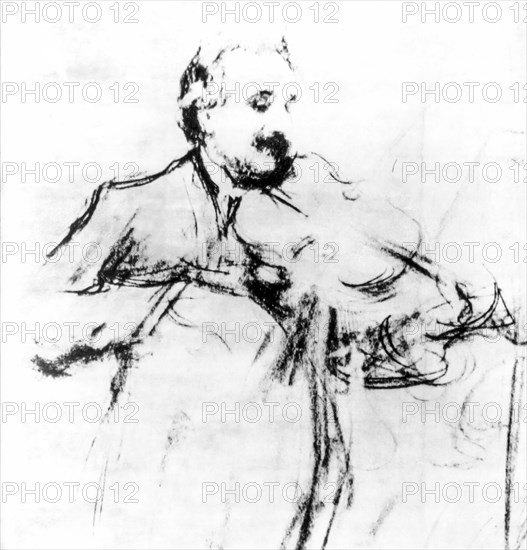 Albert einstei, charcoal by leonid pasternak, 1927