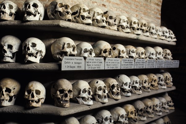 Remains of soldiers of the Italian and Austrian army who died in the two battles of Custoza, ossuary of Custoza, Italy