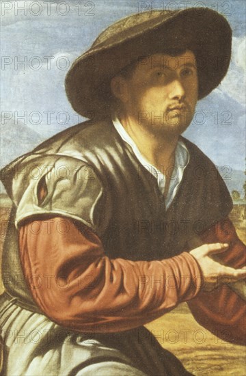 Shepherd with a flute, giovanni gerolamo savoldo, 1540