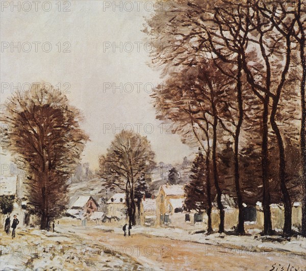Snow at louveciennes, alfred sisley, 1874