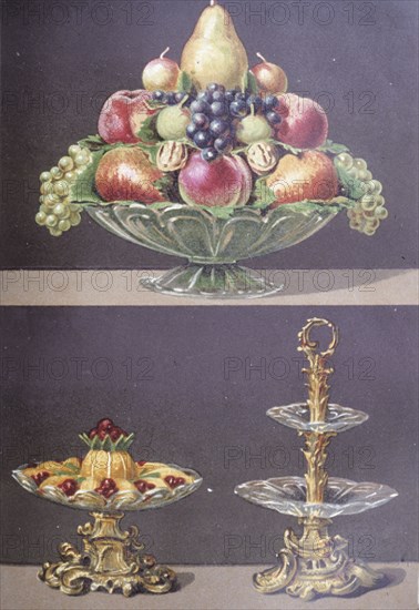 Illustration painted by marcel ronjat for the cookbook le livre de cuisine by the chef jules gouffe, 1867