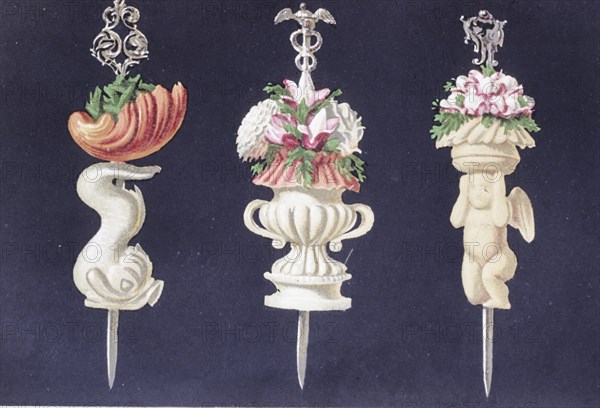 Illustration painted by marcel ronjat for the cookbook le livre de cuisine by the chef jules gouffe, 1867