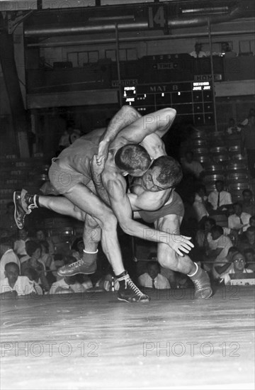 Wrestling, Russian roman rurova and Swedish lief Freij, toledo 1966