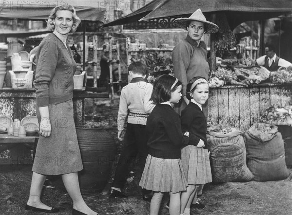 Ingrid bergman with son robertino and daughters isabella and isotta, the nanny gerarde guillaume, 1958