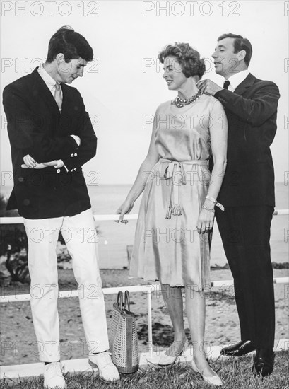 Anthony perkins, ingrid bergman, yves montand, cannes, 1961