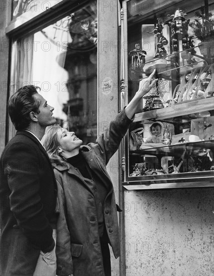 John derek, ursula andress, rome 1957