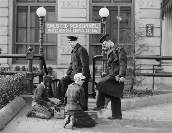 Children Polishing Navy Shoes