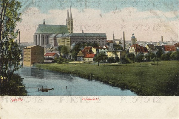 General view of Görlitz, Saxony, Germany, view from ca 1910, digital reproduction of a public domain postcard.