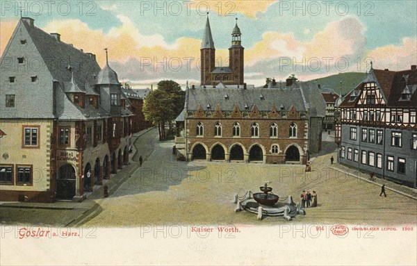 Kaiser Worth, Kaiserpfalz of Goslar, Lower Saxony, Germany, view from ca 1910, digital reproduction of a public domain postcard.