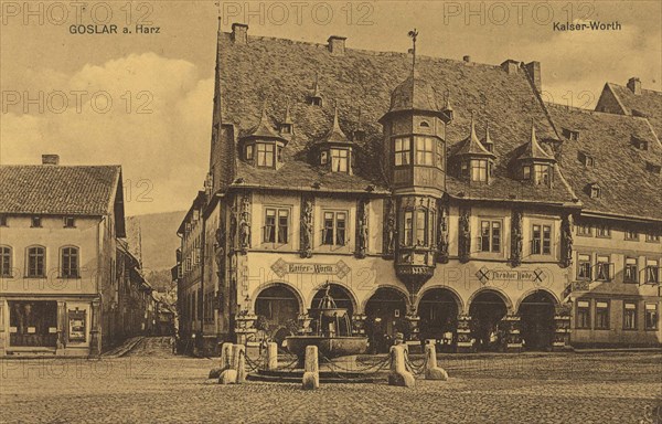 Kaiserpfalz, Kaiser-Worth in Goslar, Lower Saxony, Germany, view from ca 1910, digital reproduction of a public domain postcard.
