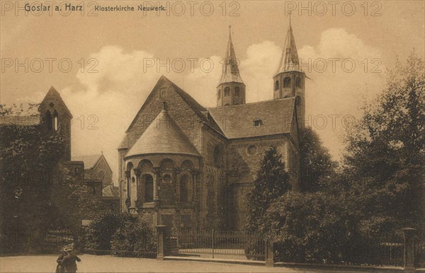 Neuwerk Monastery in Goslar, Lower Saxony, Germany, view from ca 1910, digital reproduction of a public domain postcard.