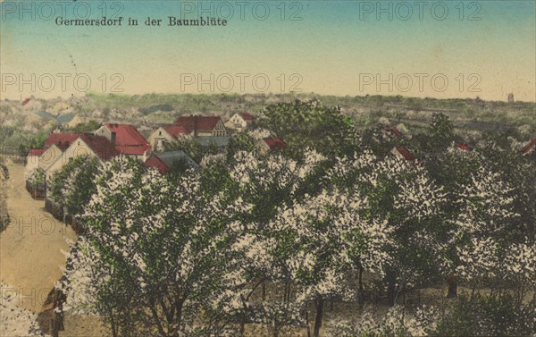 Germersdorf near Guben, in the district Spree-Neiße in the Brandenburg Lower Lusatia, Brandenburg, Germany, view from about 1910, digital reproduction of a public domain postcard.