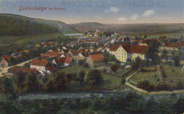 Güntersberge in the Eastern Harz Mountains, Harz County, Saxony-Anhalt, Germany, view from c. 1910, digital reproduction of a public domain postcard.
