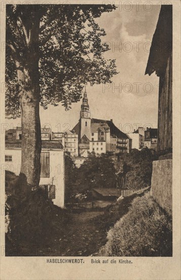 Church in Habelschwerdt, Silesia, Germany, today Bystrzyca Klodzka, a town in the Lower Silesian Voivodeship in Poland, view from ca 1910, digital reproduction of a public domain postcard.