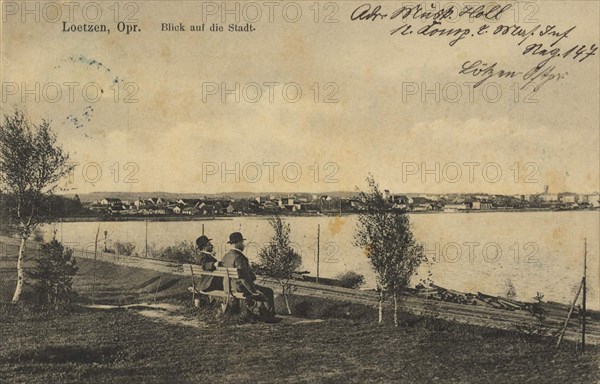 Loetzen in East Prussia, Germany, today Gizycko, a town in the Polish Voivodeship Warmia-Masuria, Poland, view from ca 1910, digital reproduction of a public domain postcard.