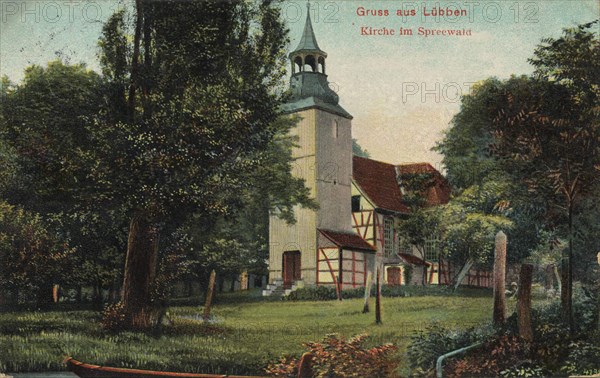 Lübben im Spreewald, county Dahme-Spreewald, Brandenburg, Germany, view from about 1910, digital reproduction of a public domain postcard.