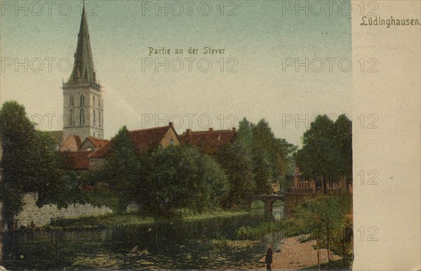 Lüdinghausen, Coesfeld county, North Rhine-Westphalia, Germany, view from c. 1910, digital reproduction of a public domain postcard.
