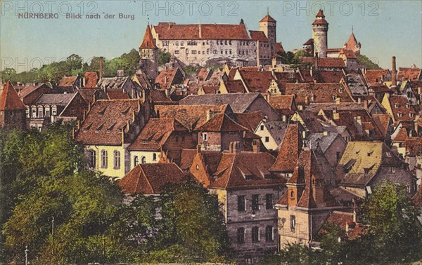 Castle of Nuremberg, Middle Franconia, Bavaria, Germany, view from about 1910, digital reproduction of a public domain postc.