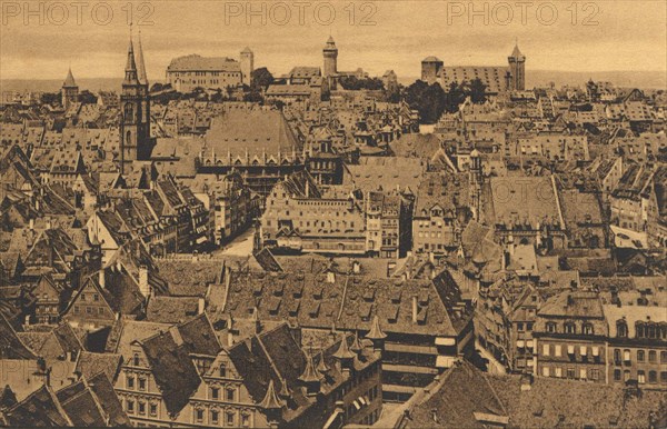 Nuremberg, Middle Franconia, Bavaria, Germany, view from c. 1910, digital reproduction of a public domain postcard.