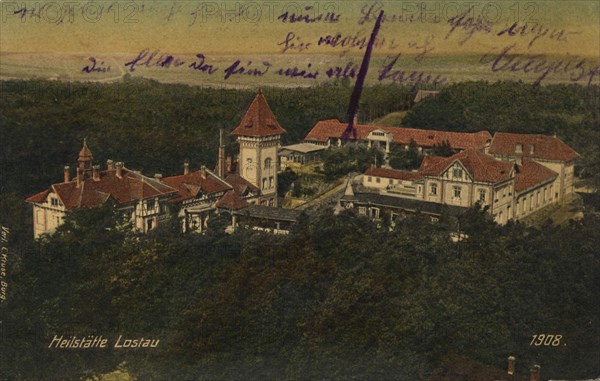 Heilstätte Lostau, lung sanatorium Lostau near Magdeburg, Saxony-Anhalt, Germany, view from about 1910, digital reproduction of a public domain postcard.