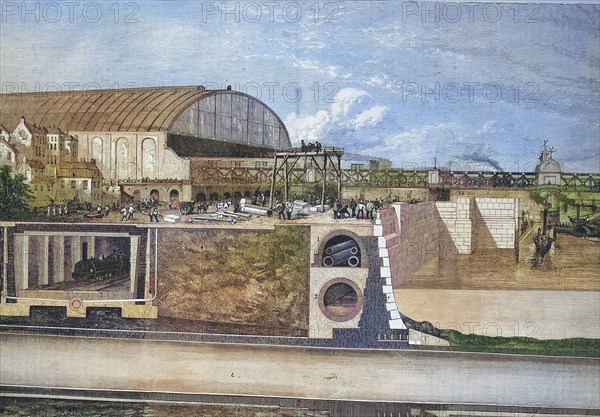 Construction site of the new quay wall on the Thames