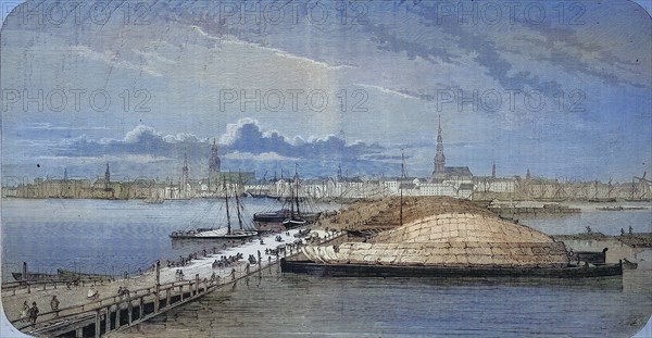 View of the city of Riga from the left bank of the river Düna