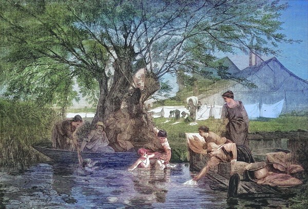 a rural washing place by the river