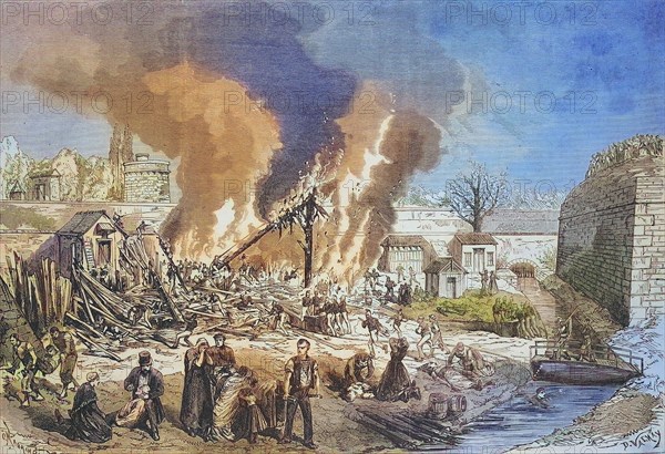 Explosion of the workshop for the production of Chassepot cartridges