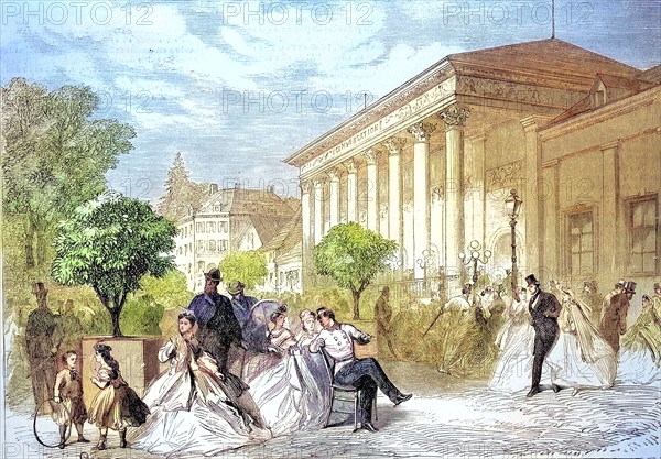 Noble people in front of the Kurhaus of Baden-Baden