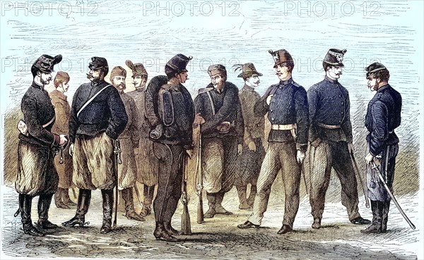 The new uniforms of officers and soldiers of the Artillery of the Army of Austria in 1869