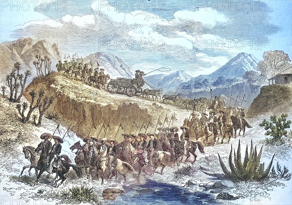 Convoy with silver ingots from the silver mines on the way to Mexico City