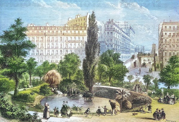 The Square Montholon and the Pont de la rue Vellefond in Paris