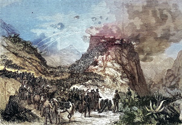 Capture of the fortress of Magdala by British troops. The Battle of Magdala took place on April 13