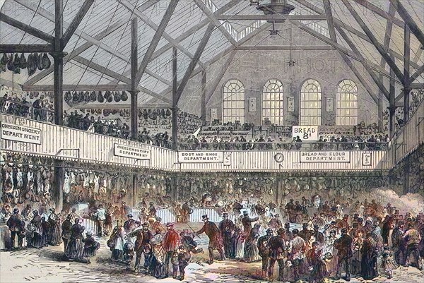 The market hall in the Whitechapel district of London in 1869