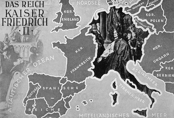 The greatest extent of German naval rule under the Hohenstaufen Emperor Frederick II