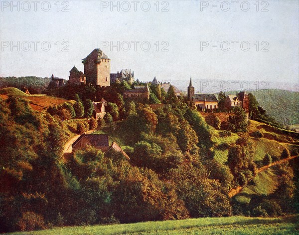 Castle Burg an der Wupper, part of Solingen, in 1910, North Rhine-Westphalia, Germany, photograph, digitally restored reproduction of an original artwork from the early 20th century, exact original date not known.