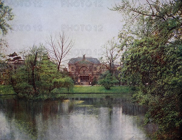 The Landskrone with the Kunsthalle in Düsseldorf in 1910, North Rhine-Westphalia, Germany, photograph, digitally restored reproduction of an original artwork from the early 20th century, exact original date unknown.
