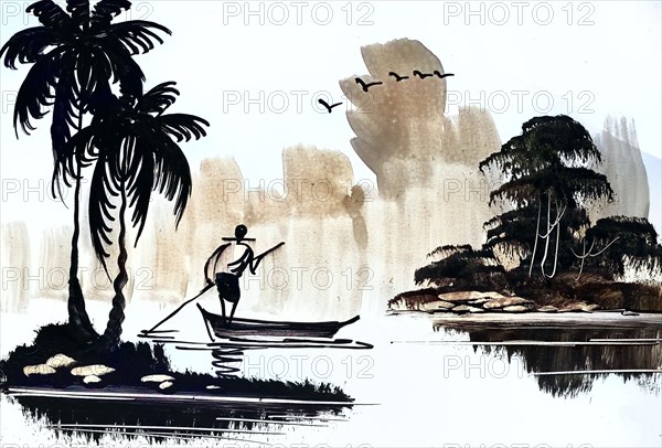 Fishermen on the lake