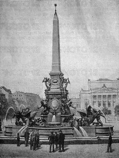 The Mende Fountain And Augustusplatz In Leipzig In 1870