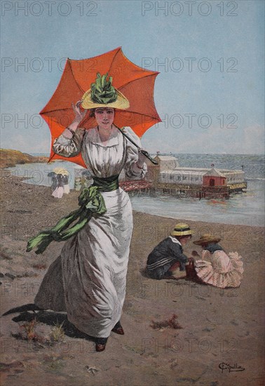 Elegant Woman On The Beach Of The Baltic Sea