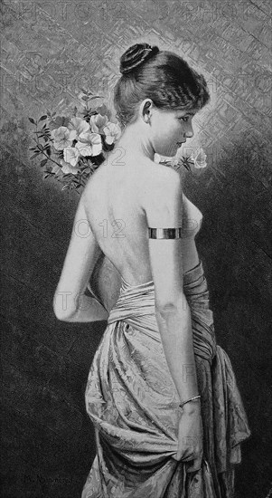 Young Girl With A Bouquet And Naked Torso