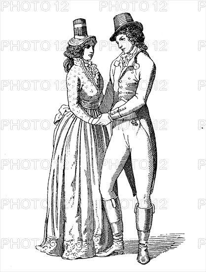 Lady And Man In The Werther Costume Around 1780