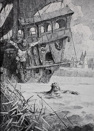 Emperor Heinrich Iv Throws Himself Into The Rhine