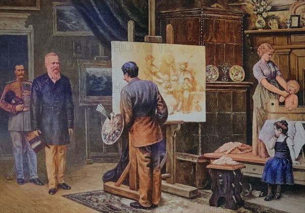 Visit Of The Prince Regent Luitpold Karl Joseph Wilhelm Of Bavaria (March 12, 1821 To December 12, 1912) In The Painter'S Studio