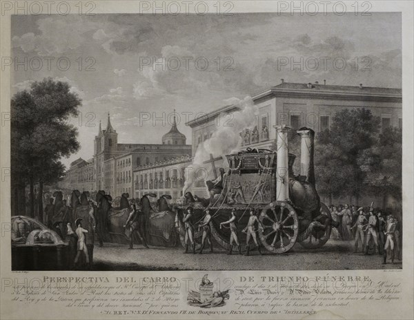 Perspective view of the funeral carriage of Daoiz and Velarde.