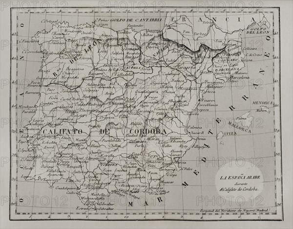 Map of Moorish Spain during the Caliphate of Cordoba.