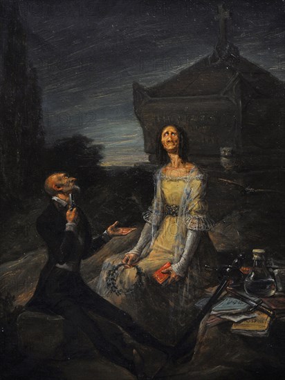 Satire of the Romantic Suicide for love.